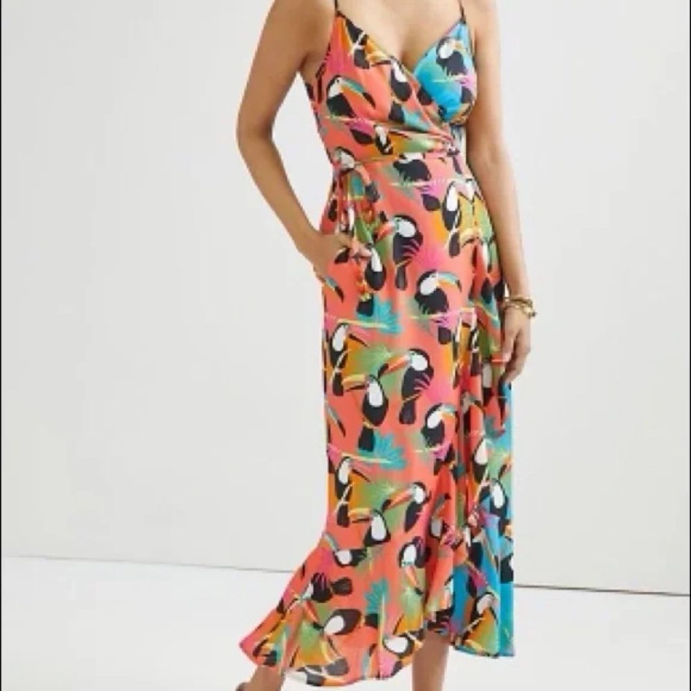 Anthro Farm Rio Toucan Wrap Dress XS